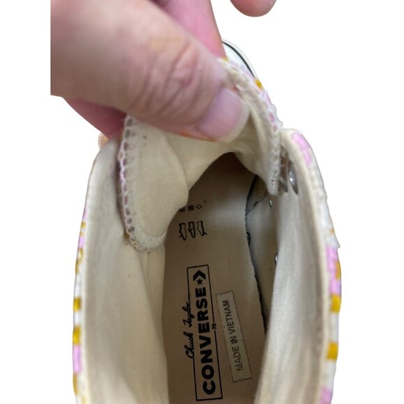 Converse Chuck Taylor All Star Woven High Pink yellow mens 9 wms rare 11 Sneaker - Picture 8 of 16